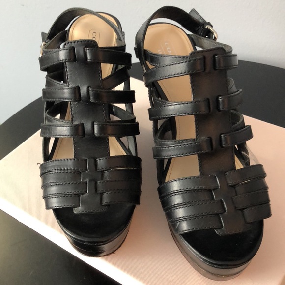 Coach Gladiator style wooden wedge sandals - Picture 2 of 9